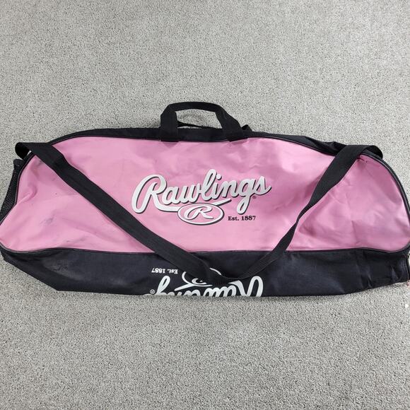 Rawlings Playmaker Softball Baseball Bat Helmet Equipment Duffle Bag Pink Black - Picture 14 of 15